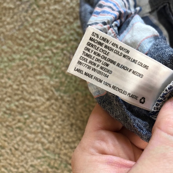 A New Day Linen Striped Tie Tank Top size M - Picture 5 of 6